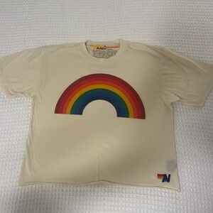 Aviator Nation “Rainbow Boyfriend Tee” in cream. Women’s small(S)